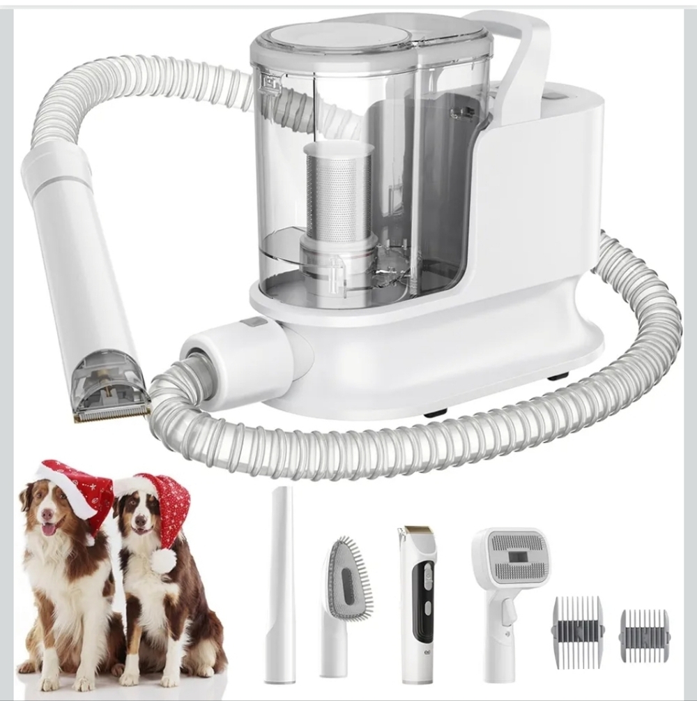 Dog Grooming Trimmer W/vacuum - White Low-Noise Pet Clipper